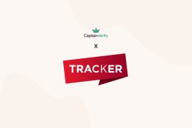 Captain Verify and Tracker logo collaboration graphic