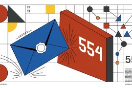 Abstract geometric illustration with blue envelope