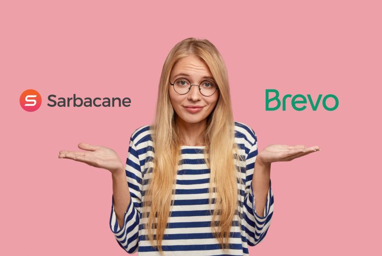 Frau wählt zwischen Sarbacane und Brevo.