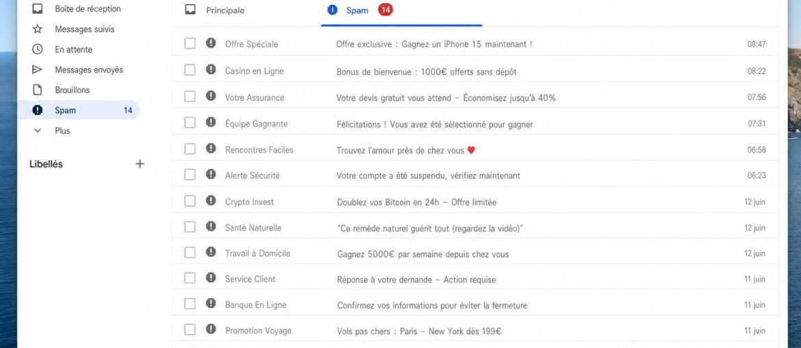 Gmail Spam-Ordner auf dem Mac angezeigt