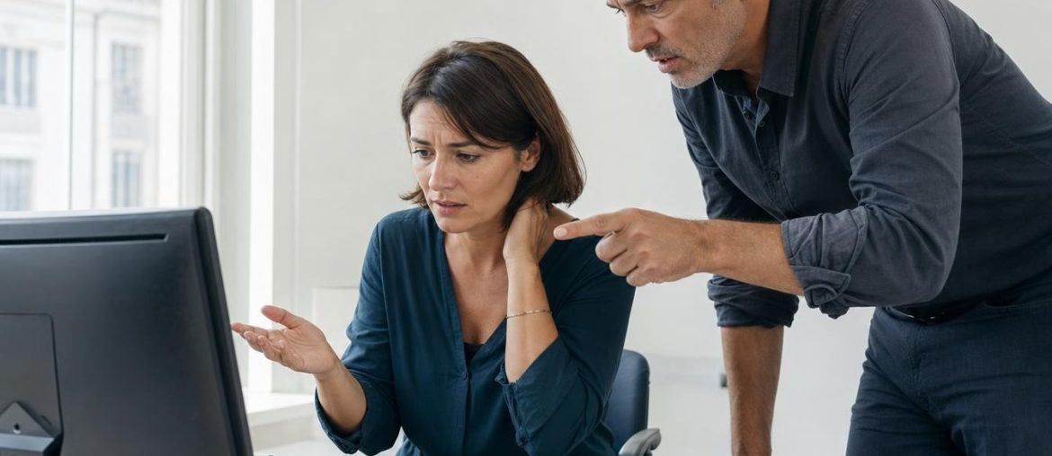 Akzeptable Bounce Rate beim E-Mail-Marketing: echte Schwellwerte von 10 Plattformen Zwei Kollegen vor einem Bildschirm, einer wirft dem anderen das Ergebnis einer E-Mail-Kampagne vor