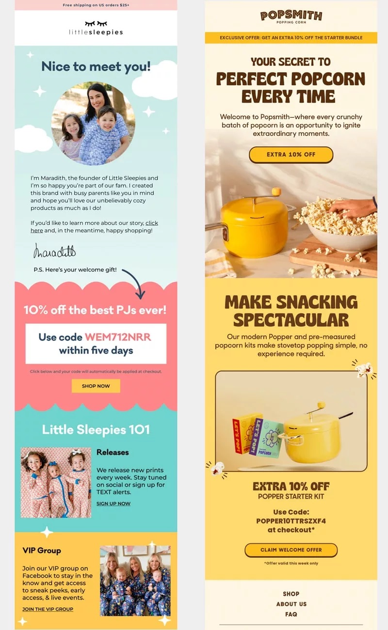 Anuncio de pijamas y palomitas con descuentos exclusivos.