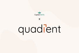 Logos de CaptainVerify y Quadient juntos.