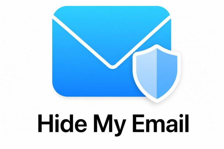 Sobre azul con escudo Hide My Email