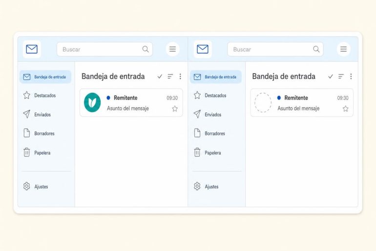 Interfaz de mensajería con bandeja de entrada