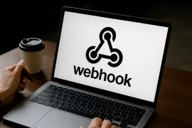 Écran d'ordinateur affichant le mot webhook.
