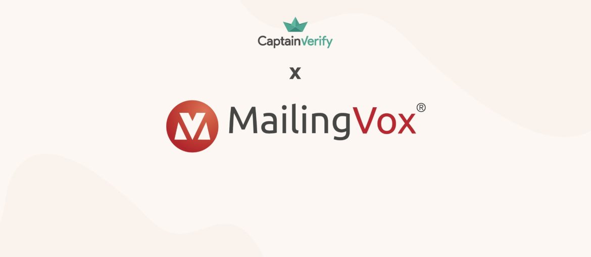 Logos de CaptainVerify et MailingVox associés.