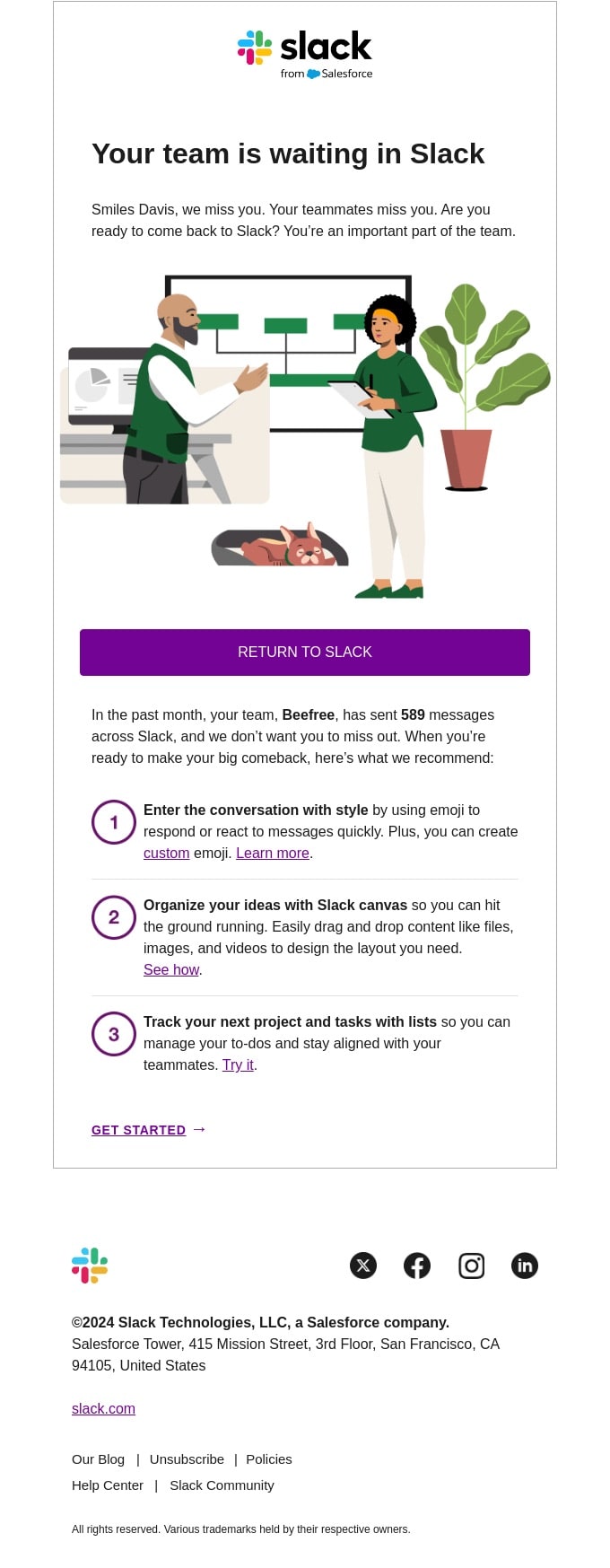 Einladung zur Rückkehr zu Slack
