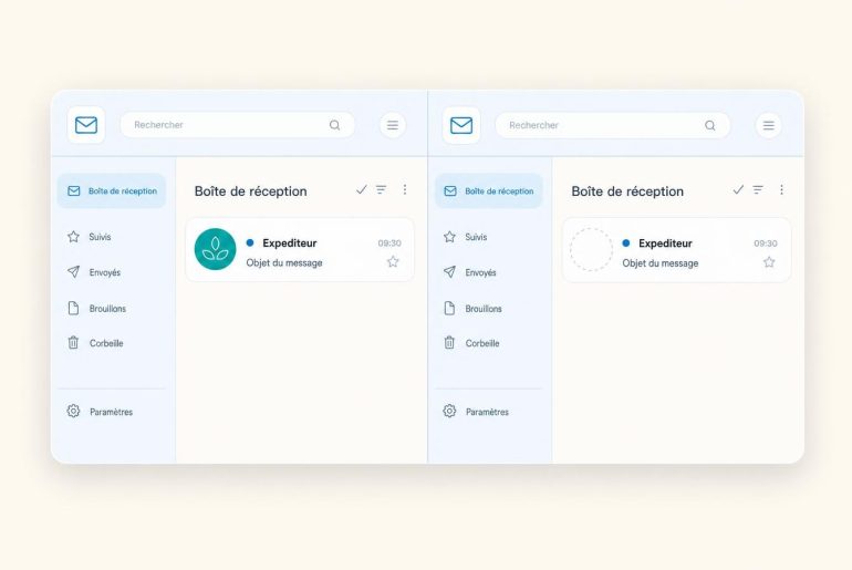Interface de messagerie avec boîte de réception