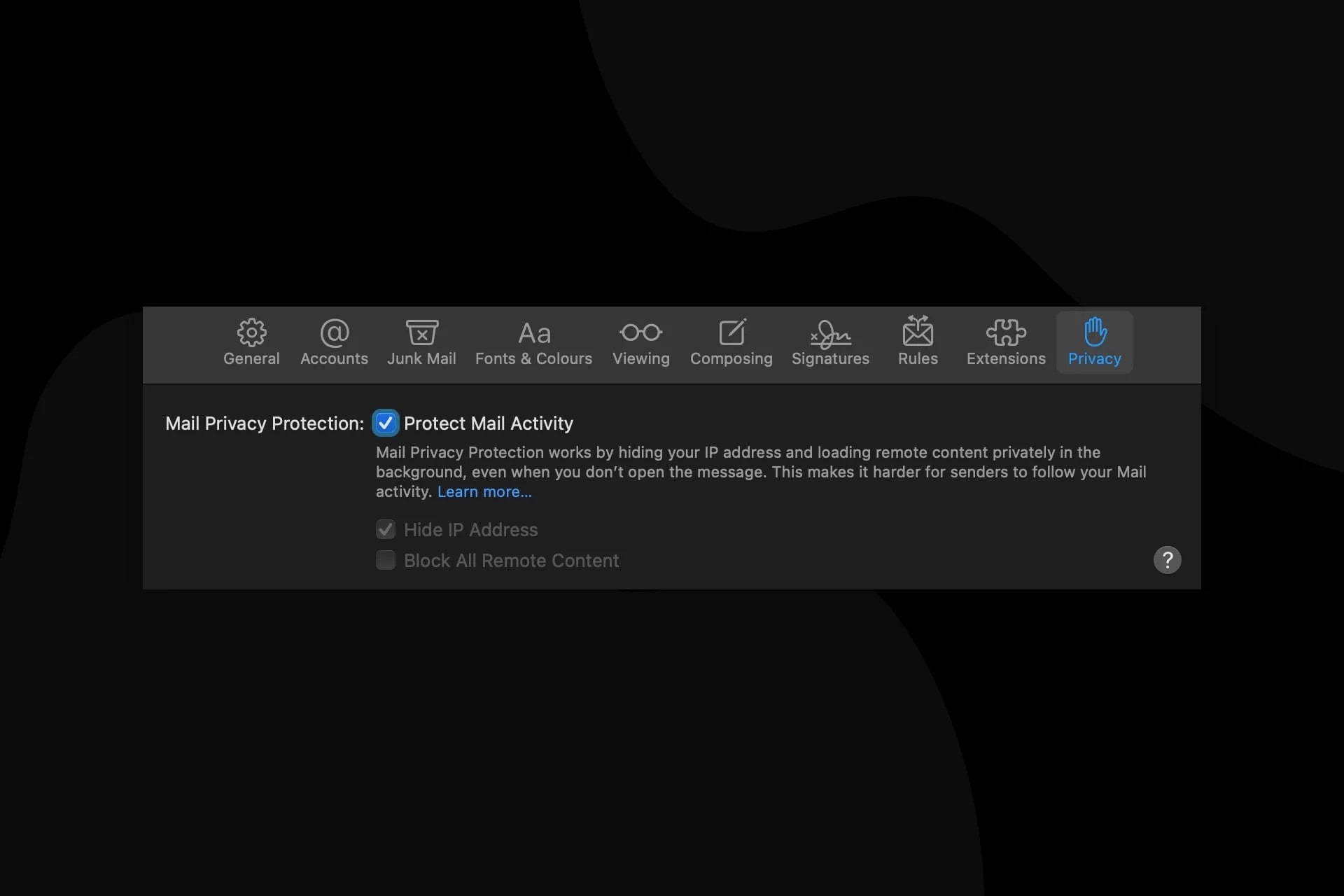 Impostazioni protezione privacy email