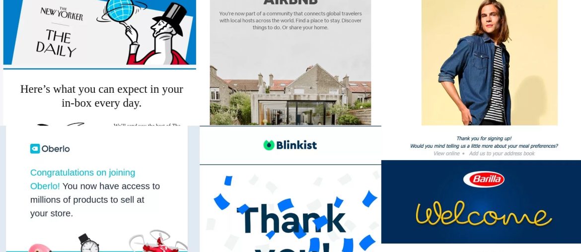 Varie email di benvenuto da aziende famose