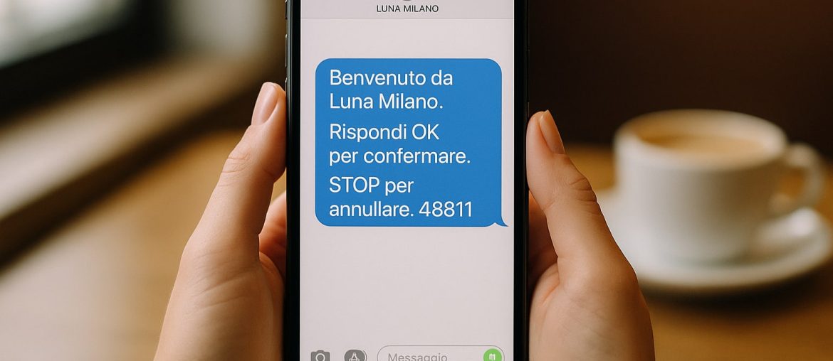 Smartphone con SMS di conferma Luna Milano