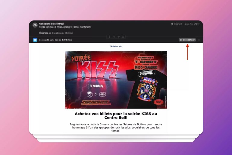 cabecalho lista desinscrever