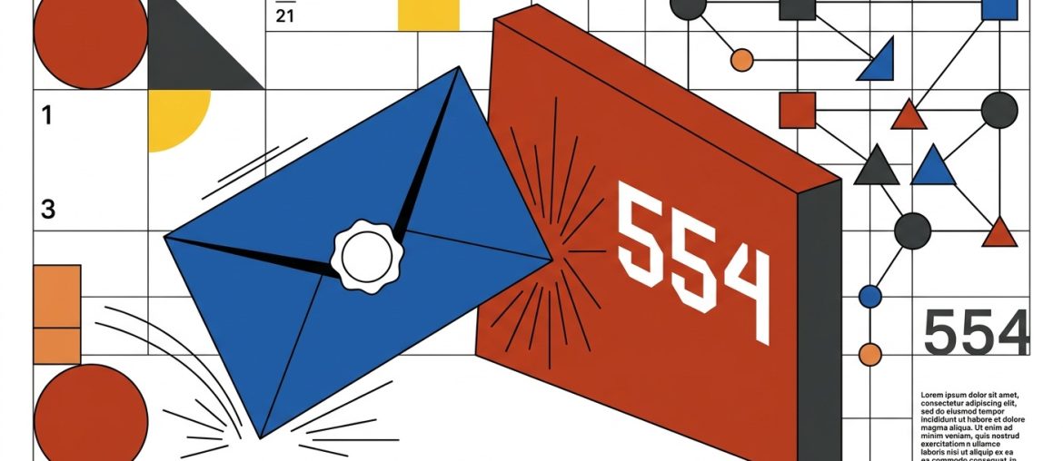 Ilustração geométrica abstrata com envelope azul