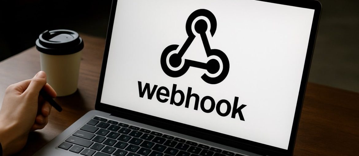 Webhooks: funcionamento, usos e vantagens de marketing Tela de computador exibindo a palavra webhook.