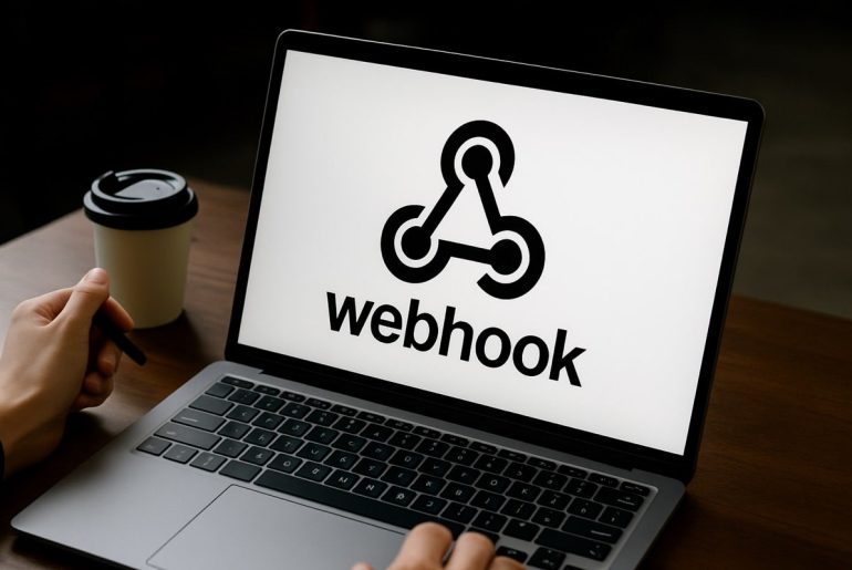 Tela de computador exibindo a palavra webhook.