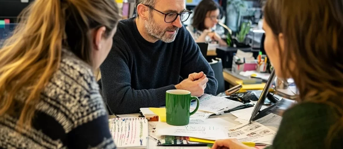 Corrigir a sua reputação de remetente para uma entregabilidade ótima Reunião de grupo no escritório com documentos.